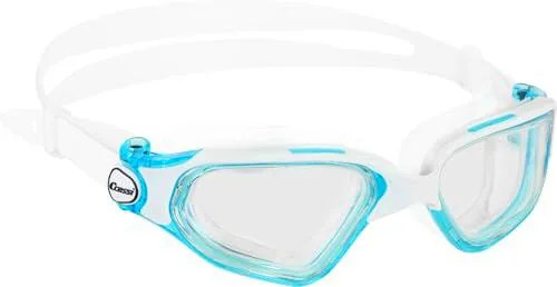 CRESSI Clear Eyes Goggles White/Aquamarine - Gafas de Natación Unisex de Silicona Pura con Tratamiento Molecular Antivaho para Lentes de Cressi