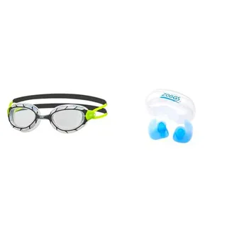 Zoggs Predator, Gafas De Natación Unisex Adulto, Negro/lima/transparente & Aqua Plugz