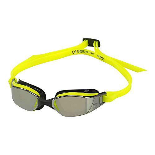 Aquasphere XCEED - Gafas de natación unisex, lentes de espejo amarillo y negro/plateado, uno