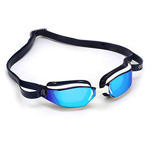 Phelps XCEED Gafas de natación, Unisex Adulto, Lente de Espejo de Titanio Azul y Blanco