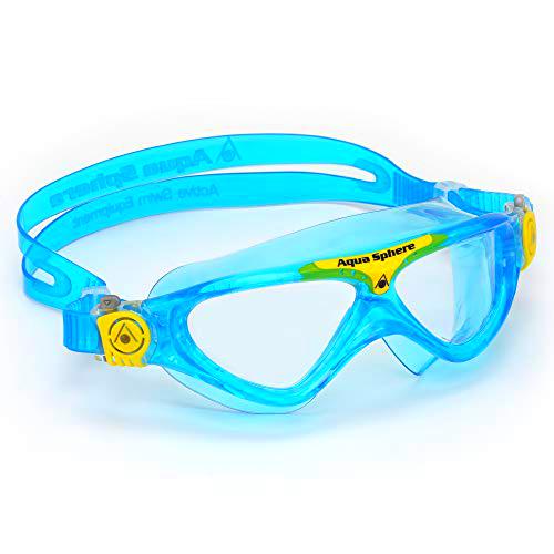 Aqua Sphere Vista Jr Gafas de natación, Azul Claro y Amarillo/Lente Transparente