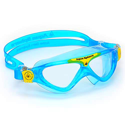 Aqua Sphere Vista Jr Gafas de natación, Azul Claro y Amarillo/Lente Transparente