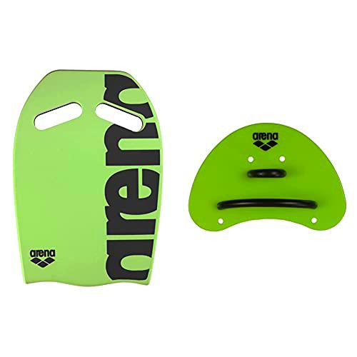 Arena 95275 Tabla de natación, Talla única, Color Verde + Trainingsgerät Elite Finger Paddle Palas de Mano para natación