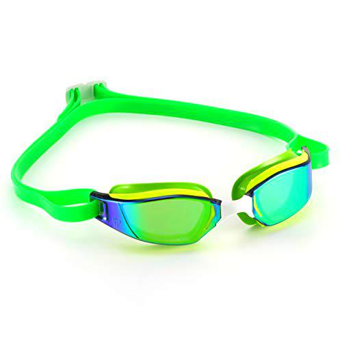 Phelps - Gafas de natación Unisex XCEED, Lentes de Espejo de Titanio Amarillo y Verde/Verde