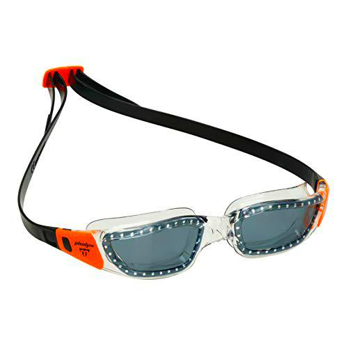 Phelps Tiburon Gafas de natación, Unisex Adulto, Lente Transparente y Naranja/Oscura