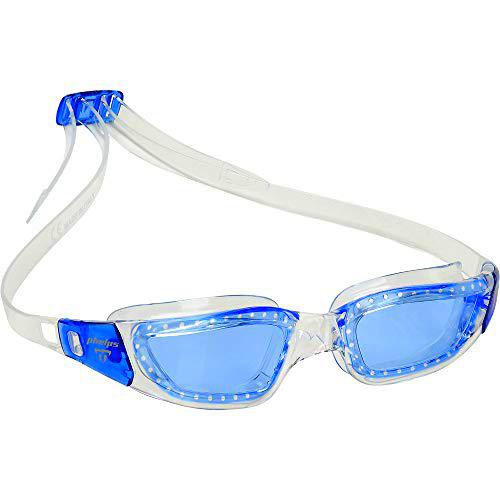 Aqua Sphere Tiburon Gafas de natación, Unisex, Lente Transparente y Blanco/Azul