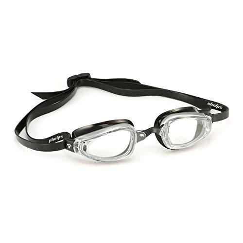 Phelps K180 Gafas de natación, Unisex Adulto, Lentes Plateadas y Negras/Transparentes