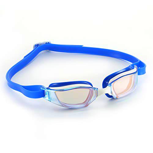 Phelps XCEED Gafas de natación, Unisex Adulto, Lente de Espejo de Titanio Iridiscente Blanco y Azul