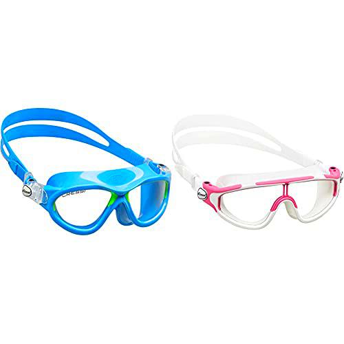 Cressi Mini Gafas, Azul Claro/Lime, 7/15 Años-Cobra Kid + Gafas de natación