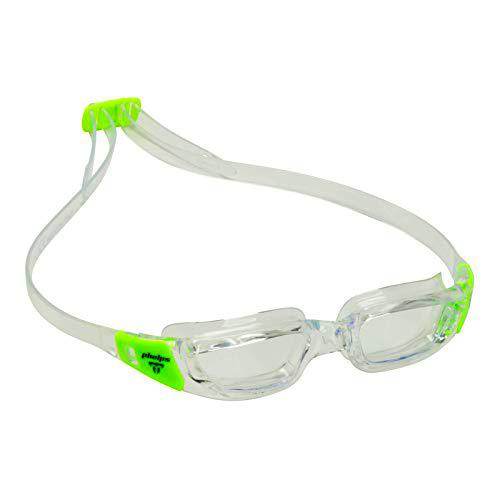 Phelps - MP Tiburon Jnr Gafas de natación, Lente Transparente y Verde Brillante/Transparente