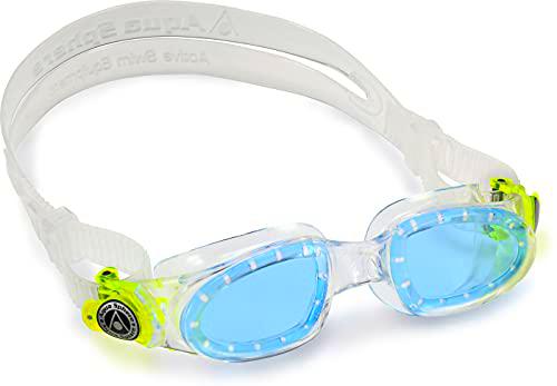 Aqua Sphere Moby Kid Gafas de natación, Infantil, Lente Transparente y Brillante Verde/Azul