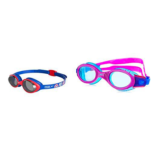 Speedo 811617C837 Gafas de Natación, Unisex niños, Azul Marino/Rojo (Lava/Ahumado)