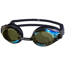 Aqua Speed Challenge Gafas de natación (Plata Panorama Reflejado Anti-Niebla Protección UV Silicona + UP -Etiqueta engomada)