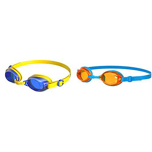 Speedo Jet Junior Gafas De Natación, Unisex Niños, Amarillo Imperio/Azul Neón + Jet V2 Ju Gafas De Natación Para Niños