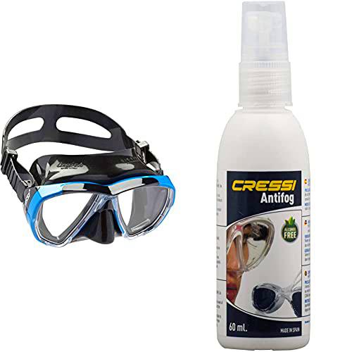 Cressi Big Eyes Gafas de Buceo, Unisex, Negro/Azul + Premium Anti Fog Antivaho Spray para Máscara De Buceo/Gafas De Natación, 60 Ml
