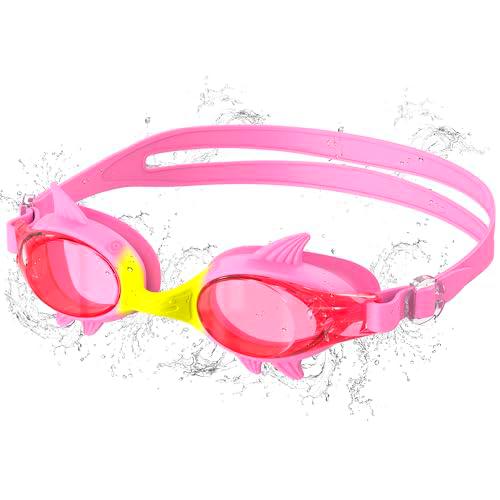 Ambienden Nuevo Diseño Gafas Natación para Niños, Diseño de Tiburón Gafas de Natación 180º HD Visión Gran Angular