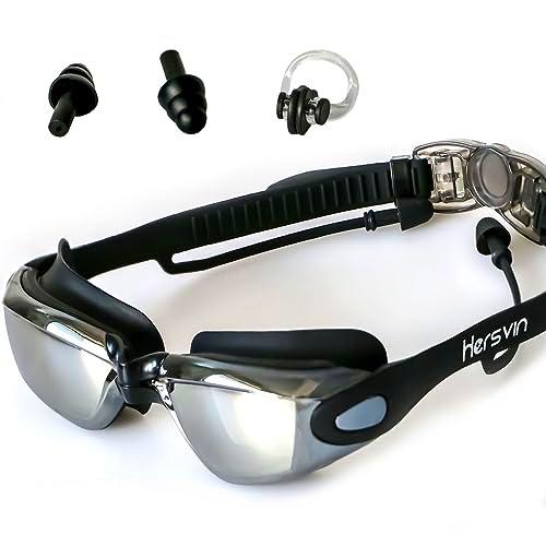 Hersvin Gafas de Natación Anti-UV Antivaho con Puente Nasal Extraíble
